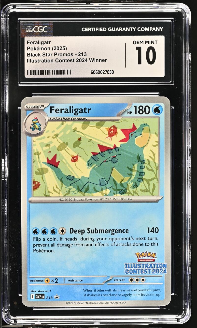 CGC 10 GEM MINT Feraligatr 213 Black Star Promo Illustration Contest 2024 Winner